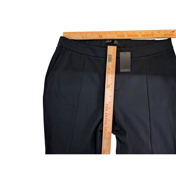 ELOQUII Women's Black Pants The Ultimate Stretch Pintuck Flare Wide Leg Size 18 - Picture 4 of 10